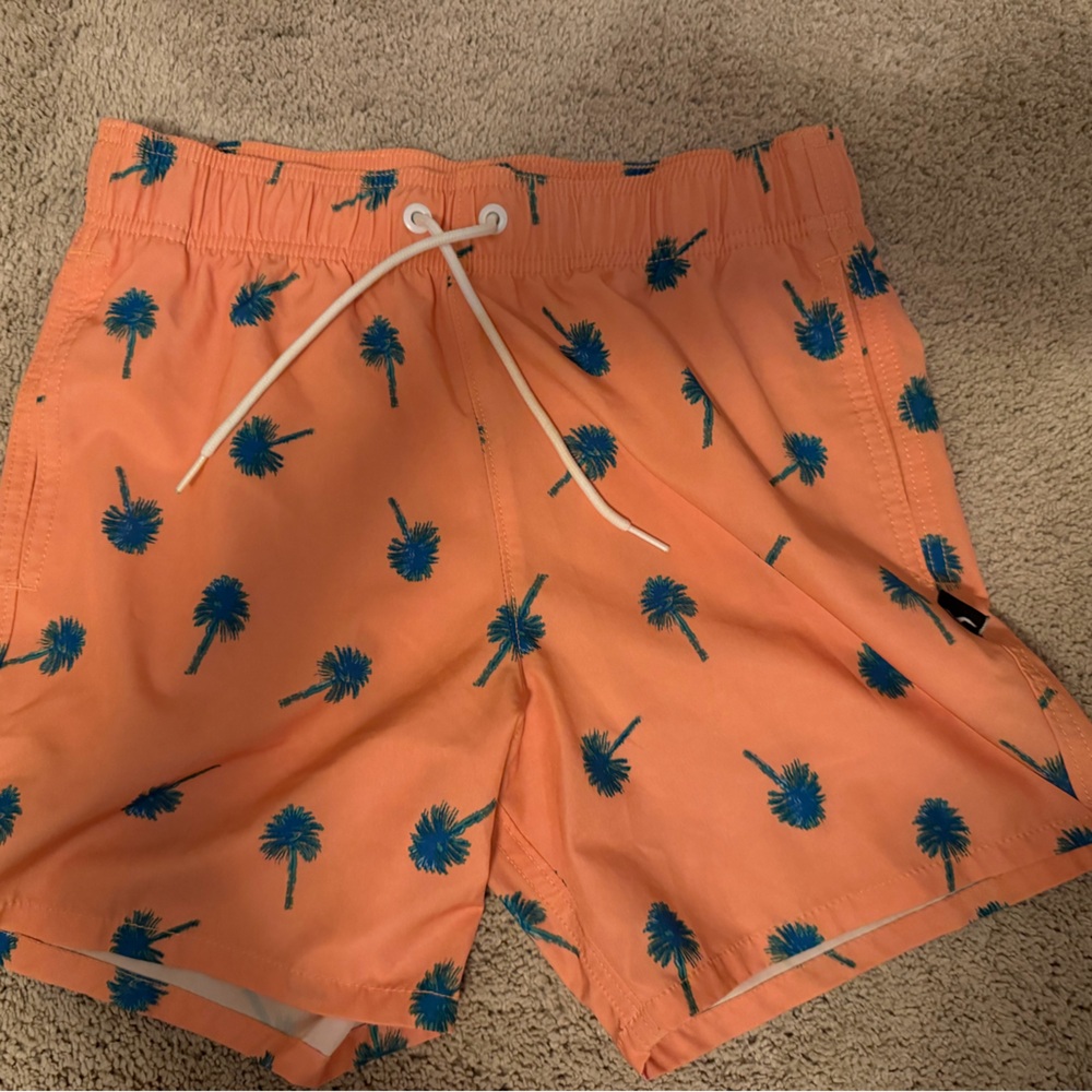 Hollister Orange Swim Shorts with Palm Tree Print